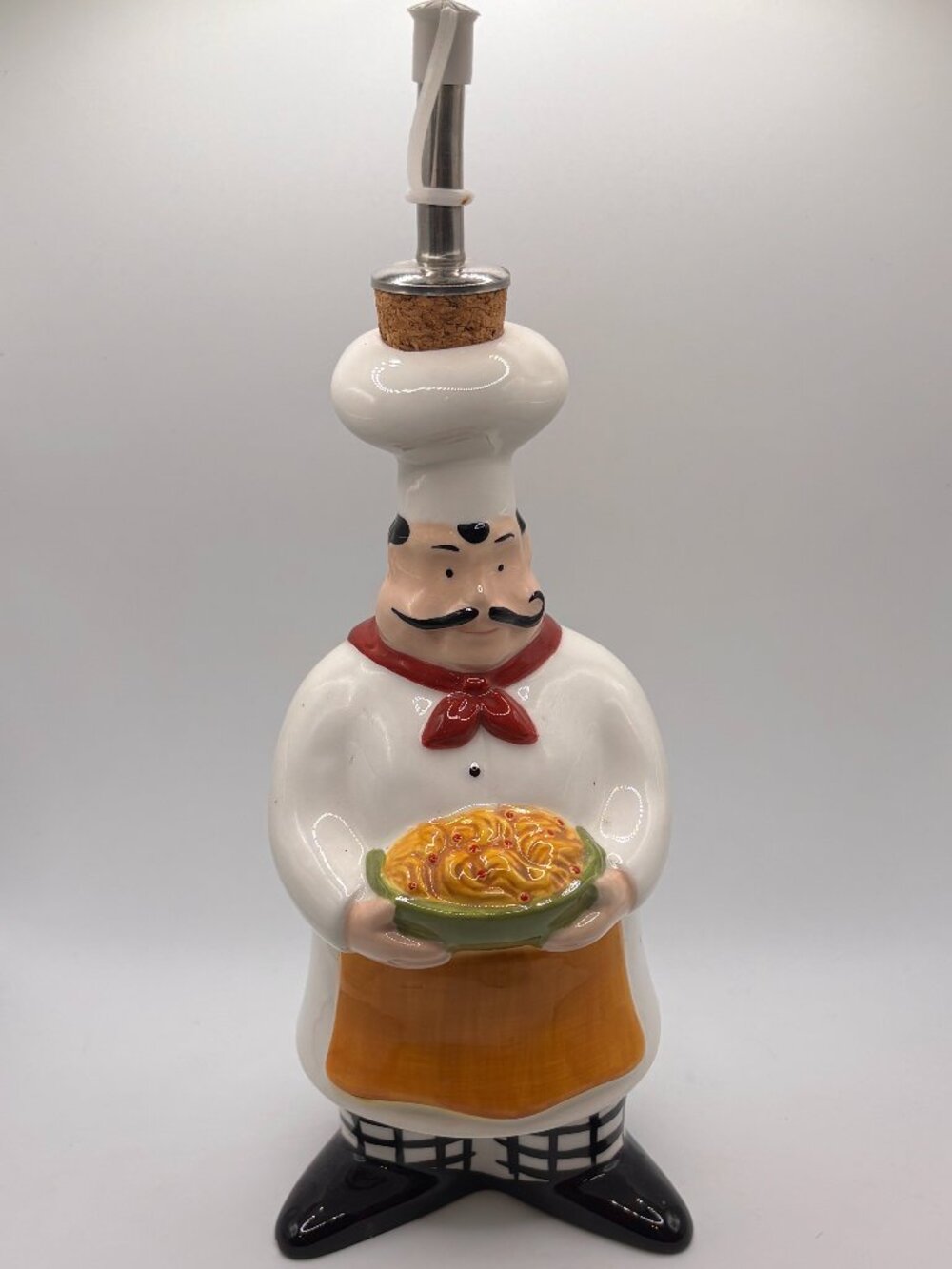 Ceramic Italian Chef Statue Figurine Olive Oil/Vinegar Bottle Dispenser - EUC